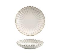 Desserts Assiette en céramique Vaisselle blanche de ménage Restaurant Cuisine à manger ronde Dîner Salade dessert Couleur unie profonde plate En-cas(B,001)