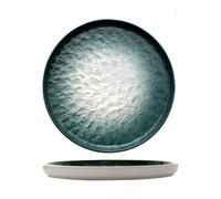 Desserts Assiette verte progressive à manger en céramique domestique Motif pierre plate dîner dessert Cuisine Restaurant simple profonde En-cas(Grand)