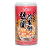 Desserts aux Haricot, Céréals, Riz Noir, Graines de Lotus, ... 320g/Canettes - Congee Chinois - Lot de 2, 4 et 6 Canettes - Livraison Gratuite France (2, Riz Gluant et Longane)