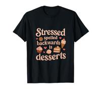 Desserts Stressed Backwards Gaming Pixel Hearts T-Shirt