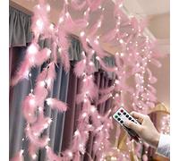 Desshok Éclat de plume String Lumières LED intérieures et extérieures avec des cordes La décoration de prise USB de rideau lumineux blanc chaud peut être utilisée pour la fête, le jardin