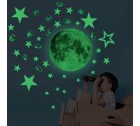 Desshok lumineux motif étoile et lune Stickers muraux lumineux décoration murale autocollant mural décoration de la chambre étoiles et lune motif Constellation météorite