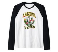 Dessin à la Main Cactus Fleurs Graphique Desert Vibes Arizona Voyage Manche Raglan