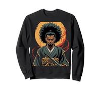 Dessin animé Afro-américain de samouraï, Guerrier Bushido Japonais Sweatshirt