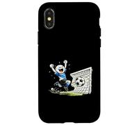 Dessin animé Amusant de célébration des buts de Football de Stick Man Coque pour iPhone X/XS