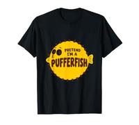 Dessin animé Amusant de l'océan gonflé avec Inscription « Pretend I'm a Pufferfish » T-Shirt