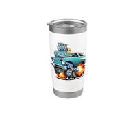 Dessin animé amusant de style Muscle Car Hotrod Station Wagon de style années 50 Gobelet isotherme en acier inoxydable double paroi