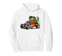 Dessin animé Amusant de Voitures de Course Hotrod Dragster Rat Rod Sweat à Capuche
