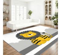 Dessin Animé Amusant Tapis de Salon Lavable en Machine Antiderapant | Imprimé Lion Rayures Géométriques Nuages, Tapis Doux et Léger pour Salle à Manger Chambre Couloir Bureau 160 x 230 cm