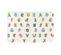 Dessin animé Animal Alphabet ABC Paillasson Doux Antidérapant Intérieur Tapis de Porte Absorbant Tapis de Sol Anti-Taches Tapis de Sol Intérieur 23,6x15,7 Pouces pour Patio d'entrée de Maison
