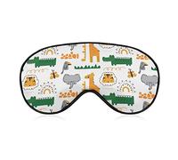 Dessin animé animaux africains masque de sommeil tigre girafe éléphant bandeau pour dormir élastique masque pour les yeux occultant couverture pour une nuit complète de sommeil voyage et sieste