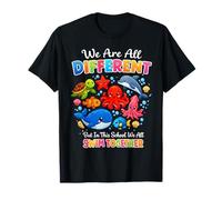 Dessin animé Animaux Marins diversité école Ensemble océan T-Shirt