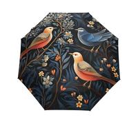 Dessin Animé Art Fleur Oiseau Parapluie Pliant Enfant Garçons Filles Automatique Protection UV Parapluies Coupe-Vent pour Voyager
