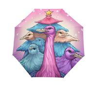 Dessin Animé Autruche Oiseau Violet Parapluie Pliant Enfant Garçons Filles Automatique Protection UV Parapluies Coupe-Vent pour Voyager