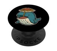 Dessin animé baleine aimant les pâtes PopSockets PopGrip Adhésif