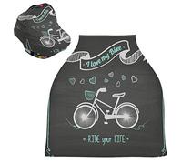 Dessin Animé Beau Vélo Housse de Canopée pour Poussette,Siège de Voiture pour Bébé Dais Siège Auto Couverture D'Allaitement Pare-Soleil Respirant Extensible pour Bébé