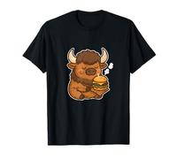 Dessin animé Burger Vapeur Bison Décontracté T-Shirt