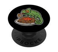 Dessin animé caméléon aimant les pâtes PopSockets PopGrip Adhésif