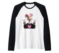 Dessin animé Canard Paix Mignon Animal Amant Graphique ludique Vibrant Manche Raglan