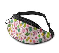 Dessin animé Candy Flamingo Taille Sac avec Ceinture réglable Fronde Poche bandoulière de Poitrine pour Voyage randonnée Cyclisme Course à Pied