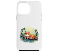 Dessin animé Chat endormi sur Une Branche d'arbre Illustration Design Coque pour iPhone 13 Pro Max