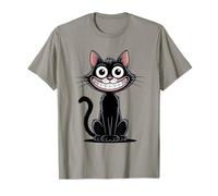 Dessin animé Chat Noir drôle avec de Grands Yeux et Un Sourire dingue T-Shirt