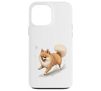 Dessin animé Chien de Poméranie en Cours d'exécution Illustration Design Coque pour iPhone 13 Pro Max