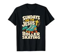 Dessin animé Christian Roller Skater Les dimanches sont pour Jésus et T-Shirt Graphique avec Valeur, Homme, Noir, S