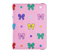 Dessin animé Coloré Arc Rose Cuir Passeport Titulaires pour Voyage Portefeuille Combo Passeport Porte Combo avec Serrure de Carte Vaccin pour Hommes Léger, Dessin Animé Coloré Noeud Rose, 1 Taille,