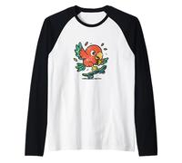 Dessin animé coloré rétro Parrot Skate Manche Raglan
