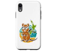 Dessin animé cool Quokka avec lunettes de soleil et carte de la Nouvelle-Zélande Coque pour iPhone XR