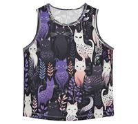 Dessin Animé De Chats Blancs Pourpres DéBardeurs sans Manches pour Garçons Adolescents,Idéaux pour Sport Activités Physiques