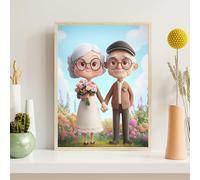 Dessin animé Diamond Painting Adulte Enfant,5D DIY Broderie Diamant Kit Complet Couples Full Drill Ronds,Peinture Diamant Artisanat Strass Point de Croix Painting,Décoration Intérieur 40x60 cm,z@1269