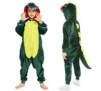 Dessin Animé Dinosaure Pyjamas Barboteuse Grenouillères, Pyjamas de Dessin animé pour garçons et Filles, Cache-Couche de Dinosaure Moelleux, Carnaval Noël Fête Chaud Onesie 3-11 Ans(120)