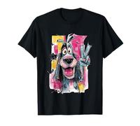 Dessin animé Dog Peace Graffiti Pop Character Graphic Art Sign T-Shirt