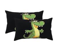 Dessin Animé Drôle De Crocodile Housses De Coussin Lot De 2 Decoratif Taies D’Oreiller Polyester Housse Coussin pour Balcon Canapé Patio 40X60Cm