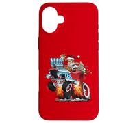 Dessin animé drôle de Voiture de Noël du Père Noël Hotrod Coque pour iPhone 16 Plus