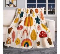 Dessin Animé Dynamique Douce Flanelle Couverture, Plantes Citrouille Fleurs Confortable Réversible Plaid Polaire, Multicolore Légère Toutes Les Saisons Couverture Jeté de Canapé de Salon, 220 x 240 cm
