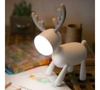 Dessin animé Elk Rotary Night Light USB Charge Lampe de couchage Silicone LED Bureau des étudiants pour enfants Lecture Lampe de table Décoration de Noël + envoyer 3pcs sac de nourriture en silicone (