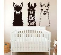 Dessin Animé Ensemble De 3 Alpaga Lama Stickers Muraux Enfants Chambre Chambre Grand Alpaga Lama Animal Pet Sticker Mural Salon Vinyle Art28cmhighx3pcs