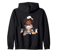 Dessin animé Femme Noire Entourée De Chats Amant Chat Maman Sweat à Capuche