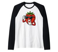 Dessin animé Fraise Cool drôle avec Lunettes de Soleil Manche Raglan
