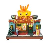 Dessin animé French Frites House Decoration Figurine avec LED LUMIÈRES Village de Noël Figurine Christmas House Décoration de Noël Cadeau Home Decoration