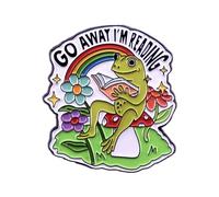 Dessin animé Frog Reading Emor Pin Broche animale mignon Va Away Je lis la broche à revers Badges d'artisanat Diy épingles pour sac à dos Accessoires de manteau