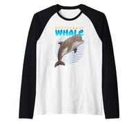 Dessin animé Grands Baleines Race Animaux Mer Amoureux Baleines Mignonnes Manche Raglan