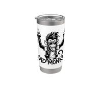 Dessin animé graphique rebelle Mad Monkey Punk Rock Gobelet isotherme en acier inoxydable double paroi