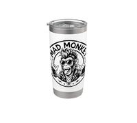 Dessin animé graphique rebelle Mad Monkey Punk Rock Gobelet isotherme en acier inoxydable double paroi
