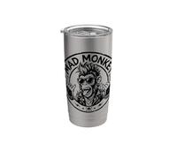 Dessin animé graphique rebelle Mad Monkey Punk Rock Gobelet isotherme en acier inoxydable double paroi
