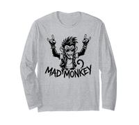 Dessin animé Graphique Rebelle Mad Monkey Punk Rock Manche Longue