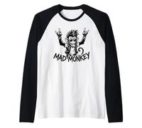 Dessin animé Graphique Rebelle Mad Monkey Punk Rock Manche Raglan